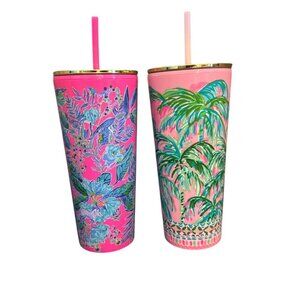 Lilly Pulitzer tumbler with straw 24 ounces Bundle of two EUC